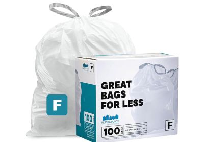 Image: Plasticplace Code F 25L 1.0 Mil Scent Free Custom Fit Liners Drawstring White Trash Bags (100 Count)