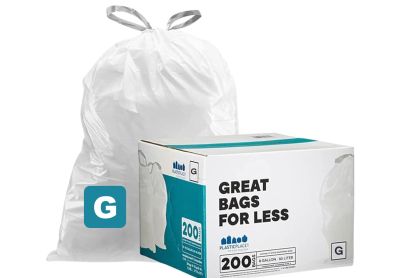 Image: Plasticplace Code G 30L 1.2 Mil Scent Free Custom Fit Liners Drawstring White Trash Bags (200 Count)