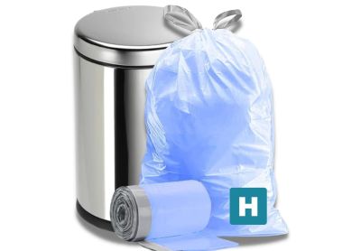 Image: Plasticplace Code H 30-35L 1.2 Mil Scent Free Custom Fit Liners Drawstring Blue Trash Bags (100 Count)