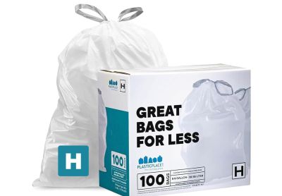 Image: Plasticplace Code H 30-35L 1.2 Mil Scent Free Custom Fit Liners Drawstring White Trash Bags (100 Count)