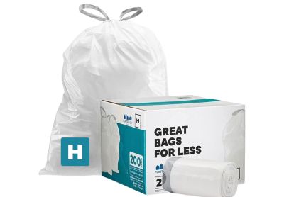 Image: Plasticplace Code H 30-35L 1.2 Mil Scent Free Custom Fit Liners Drawstring White Trash Bags (200 Count)