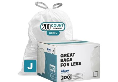 Image: Plasticplace Code J 38-40L 1.2 Mil Scent Free Custom Fit Liners Drawstring White Trash Bags (200 Count)
