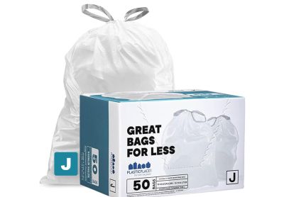 Image: Plasticplace Code J 38-40L 1.2 Mil Scent Free Custom Fit Liners Drawstring White Trash Bags (50 Count)