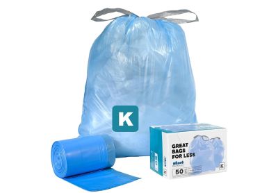 Image: Plasticplace Code K 38L 1.2 Mil Scent Free Custom Fit Liners Drawstring Blue Trash Bags (50 Count)