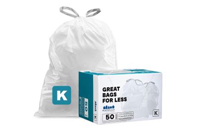 Image: Plasticplace Code K 38L 1.2 Mil Scent Free Custom Fit Liners Drawstring White Trash Bags (50 Count)