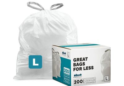 Image: Plasticplace Code L 18L 1.2 Mil Scent Free Custom Fit Liners Drawstring White Trash Bags (200 Count)