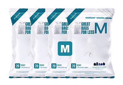 Image: Plasticplace Code M 45L 1.2 Mil Scent Free Custom Fit Liners Drawstring White Trash Bags (20 x 5 Pack)