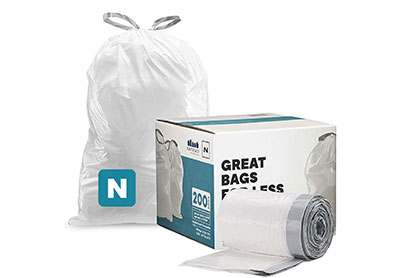 Image: Plasticplace Code N 45-50L 1.2 Mil Scent Free Custom Fit Liners Drawstring White Trash Bags (200 Count)