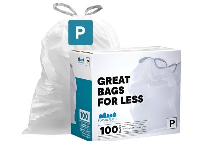Image: Plasticplace Code P 50-60L 1.2 Mil Scent Free Custom Fit Liners Drawstring White Trash Bags (100 Count)