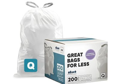 Image: Plasticplace Code Q 13-17L 1.2 Mil Lavender & Soft Vanilla Scented Custom Fit Liners Drawstring White Trash Bags (200 Count)