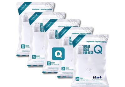 Image: Plasticplace Code Q 13-17L 1.2 Mil Scent Free Custom Fit Liners Drawstring White Trash Bags (20 x 5 Pack)