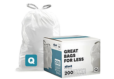 Image: Plasticplace Code Q 13-17L 1.2 Mil Scent Free Custom Fit Liners Drawstring White Trash Bags (200 Count)