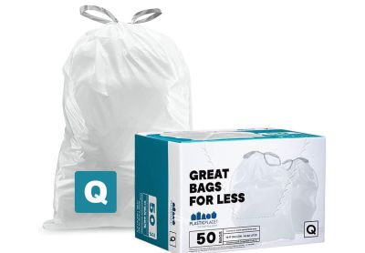 Image: Plasticplace Code Q 13-17L 1.2 Mil Scent Free Custom Fit Liners Drawstring White Trash Bags (50 Count)