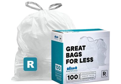 Image: Plasticplace Code R 10L 1.2 Mil Scent Free Custom Fit Liners Drawstring White Trash Bags (100 Count)