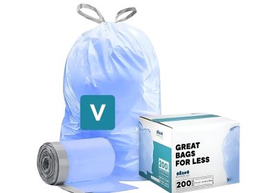 Image: Plasticplace Code V 16-18L 1.2 Mil Scent Free Custom Fit Liners Drawstring Tinted Blue Trash Bags (200 Count)