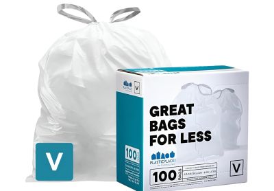 Image: Plasticplace Code V 16-18L 1.2 Mil Scent Free Custom Fit Liners Drawstring White Trash Bags (100 Count)
