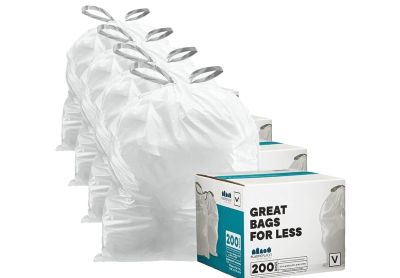 Image: Plasticplace Code V 16-18L 1.2 Mil Scent Free Custom Fit Liners Drawstring White Trash Bags (200 x 4 Pack)