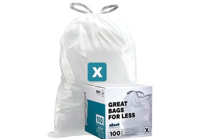 Image: Plasticplace Code X 80L 1.2 Mil Scent Free Custom Fit Liners Drawstring White Trash Bags (100 Count)