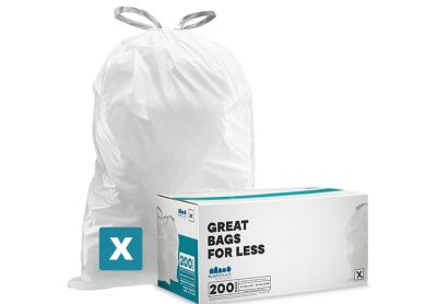 Image: Plasticplace Code X 80L 1.2 Mil Scent Free Custom Fit Liners Drawstring White Trash Bags (200 Count)
