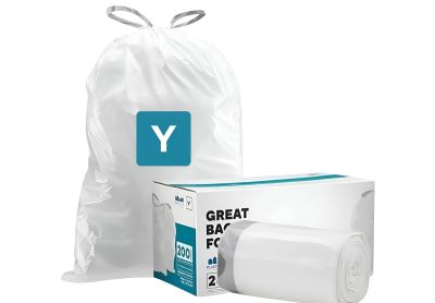 Image: Plasticplace Code Y 115L 1.2 Mil Scent Free Custom Fit Liners Drawstring White Trash Bags (100 Count)