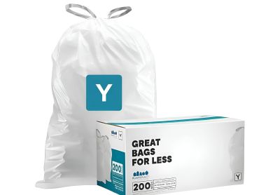 Image: Plasticplace Code Y 115L 1.2 Mil Scent Free Custom Fit Liners Drawstring White Trash Bags (200 Count)