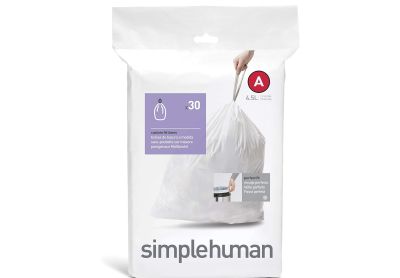Image: Simplehuman Code A 4.5L Scent Free Custom Fit Liners Drawstring White Trash Bags (30 Count)