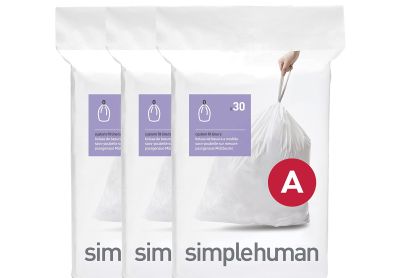 Image: Simplehuman Code A 4.5L Scent Free Custom Fit Liners Drawstring White Trash Bags (30 x 3 Pack)