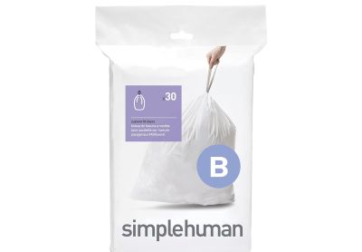 Image: Simplehuman Code B 6L Scent Free Custom Fit Liners Drawstring White Trash Bags (30 Count)
