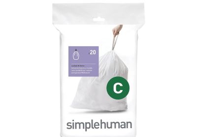 Image: Simplehuman Code C 10-12L Scent Free Custom Fit Liners Drawstring White Trash Bags (20 Count)