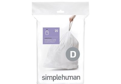 Image: Simplehuman Code D 20L Scent Free Custom Fit Liners Drawstring White Trash Bags (20 Count)