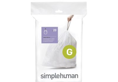 Image: Simplehuman Code G 30L Scent Free Custom Fit Liners Drawstring White Trash Bags (20 Count)