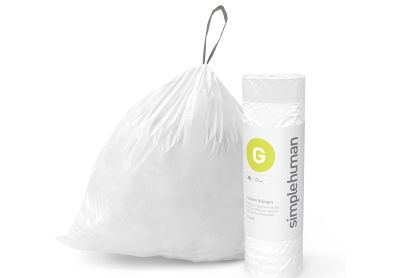 Image: Simplehuman Code G 30L Scent Free Custom Fit Liners Drawstring White Trash Bags (240 Count)