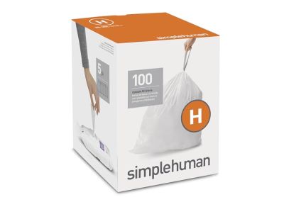 Image: Simplehuman Code H 30-35L Fresh Scent Custom Fit Liners Drawstring White Trash Bags (100 Count)