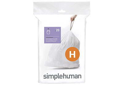 Image: Simplehuman Code H 30-35L Fresh Scent Custom Fit Liners Drawstring White Trash Bags (20 Count)