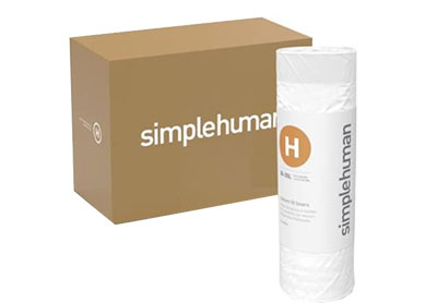 Image: Simplehuman Code H 30-35L Scent Free Custom Fit Liners Drawstring White Trash Bags (240 Count)