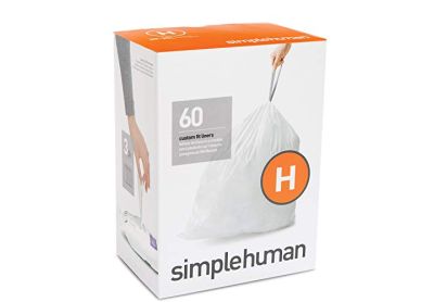 Image: Simplehuman Code H 30-35L Scent Free Custom Fit Liners Drawstring White Trash Bags (60 Count)