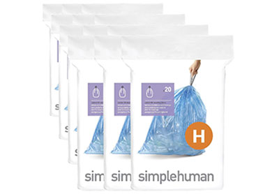 Image: Simplehuman Code H 30-35L Scent Free Custom Fit Recycling Liners Drawstring Blue Trash Bags (20 x 12 Pack)
