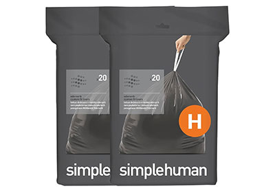 Image: Simplehuman Code H 30-35L Scent Free Odorsorb Custom Fit Liners Drawstring Black Trash Bags (20 x 2 Pack)