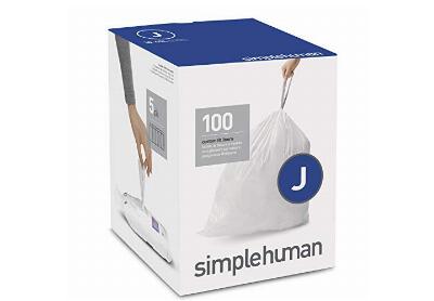 Image: Simplehuman Code J 30-45L Fresh Scent Custom Fit Liners Drawstring White Trash Bags (100 Count)