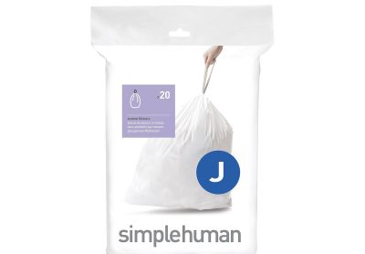 Image: Simplehuman Code J 30-45L Scent Free Custom Fit Liners Drawstring White Trash Bags (20 Count)