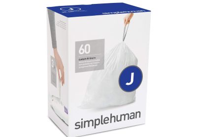 Image: Simplehuman Code J 30-45L Scent Free Custom Fit Liners Drawstring White Trash Bags (60 Count)