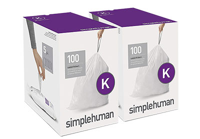 Image: Simplehuman Code K 35-45L Scent Free Custom Fit Liners Drawstring White Trash Bags (100 x 2 Pack)