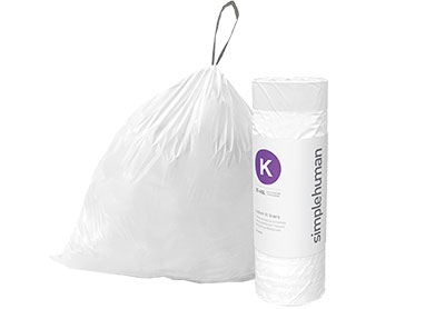 Image: Simplehuman Code K 35-45L Scent Free Custom Fit Liners Drawstring White Trash Bags (240 Count)