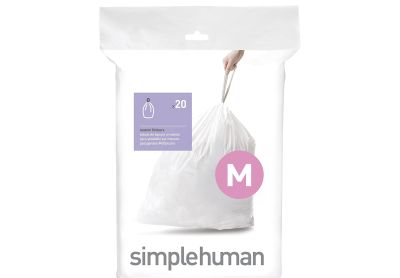 Image: Simplehuman Code M 45L Fresh Scent Custom Fit Liners Drawstring White Trash Bags (20 Count)