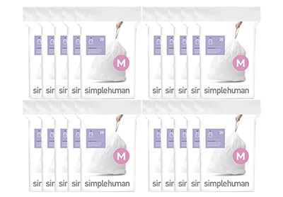 Image: Simplehuman Code M 45L Scent Free Custom Fit Liners Drawstring White Trash Bags (20 x 20 Pack)