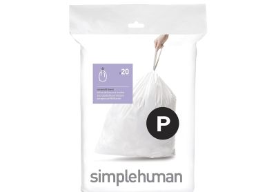 Image: Simplehuman Code P 50-60L Scent Free Custom Fit Liners Drawstring White Trash Bags (20 Count)