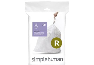Image: Simplehuman Code R 10L Scent Free Custom Fit Liners Drawstring White Trash Bags (20 Count)
