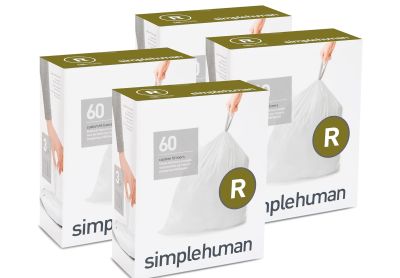 Image: Simplehuman Code R 10L Scent Free Custom Fit Liners Drawstring White Trash Bags (60 x 4 Pack)