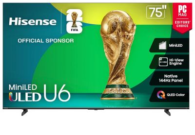 Image: Hisense 75-inch U6 Series Mini-LED 4K UHD Smart HDR Gaming Fire TV (2025 Edition)