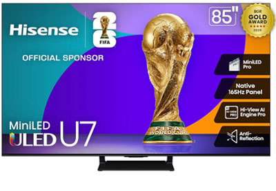 Image: Hisense 85-inch U7 Series Mini-LED ULED 4K UHD Smart Google TV (2025 Edition)